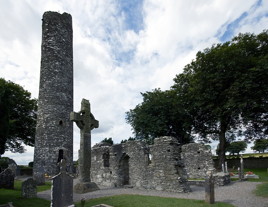 Monasterboice round tower and celtic cross