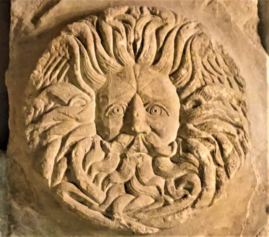 The 'Gorgon's Head' from the pediment of the temple of Sulis-MInerva at the Roman Baths