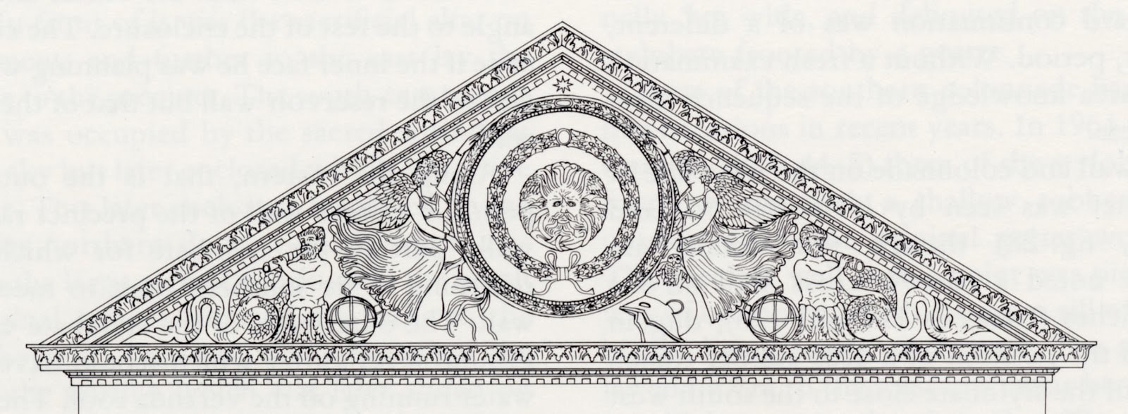 Drawing of the pediment of the temple of Sulis-Minerva